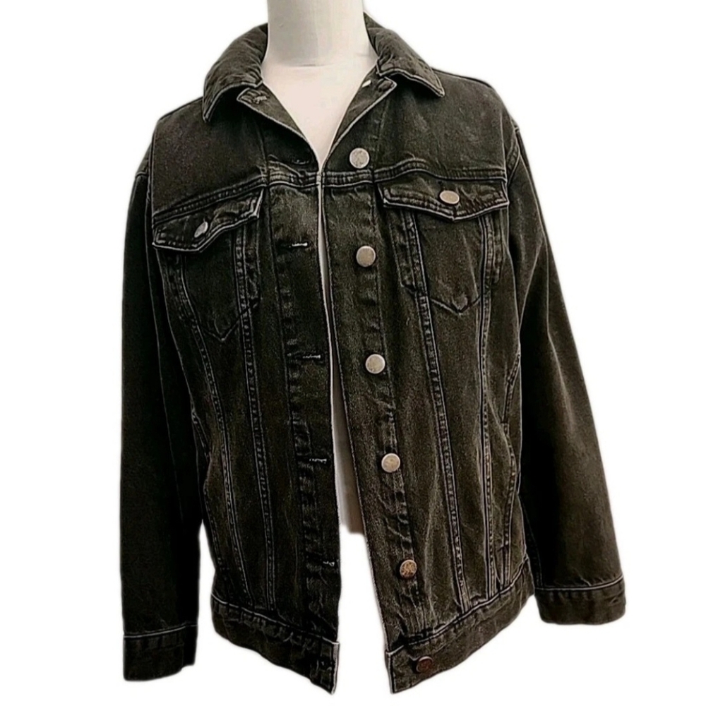 ASOS Womens Denim Jacket Black Washed UK8/US4 Oversize Fit